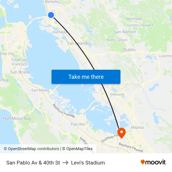 San Pablo Av & 40th St to Levi's Stadium map