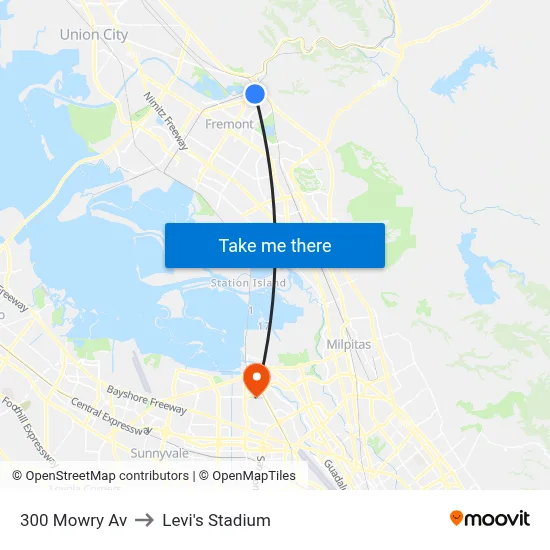 300 Mowry Av to Levi's Stadium map