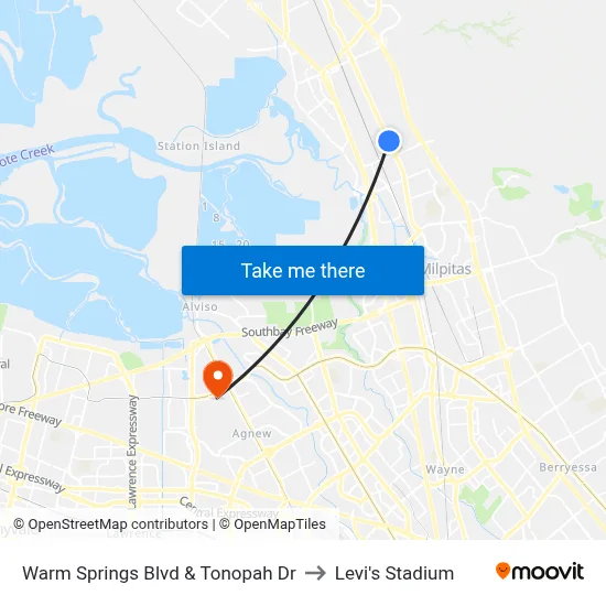Warm Springs Blvd & Tonopah Dr to Levi's Stadium map