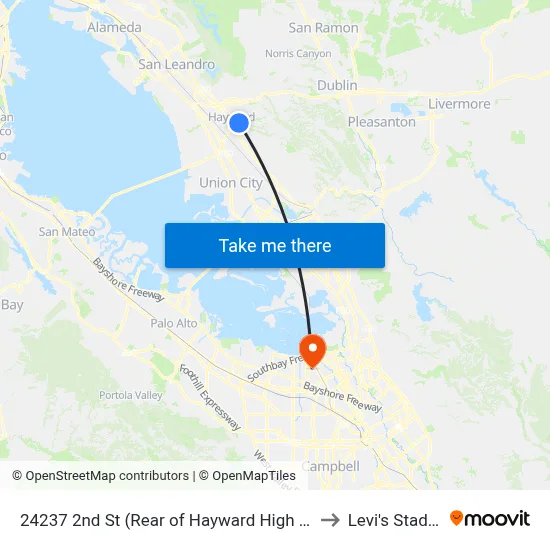 24237 2nd St (Rear of Hayward High School) to Levi's Stadium map
