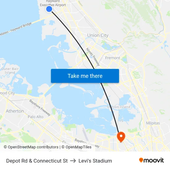 Depot Rd & Connecticut St to Levi's Stadium map