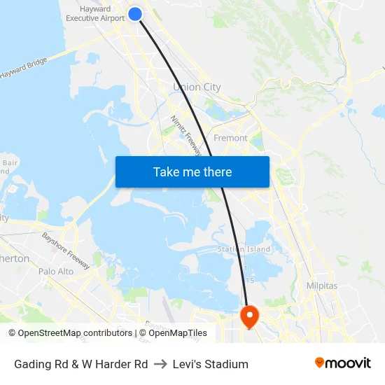 Gading Rd & W Harder Rd to Levi's Stadium map