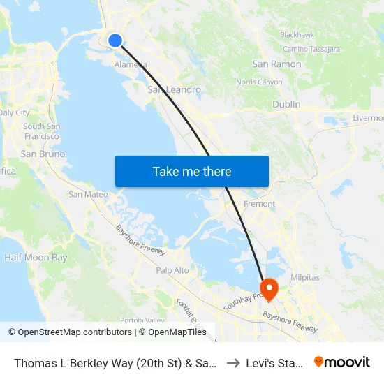 Thomas L Berkley Way (20th St) & San Pablo Av to Levi's Stadium map