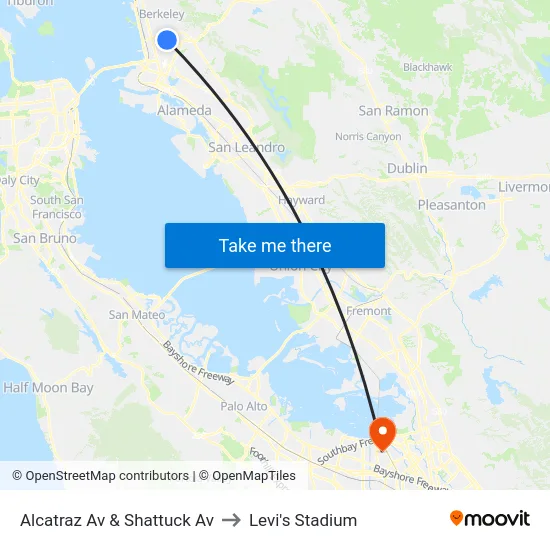 Alcatraz Av & Shattuck Av to Levi's Stadium map