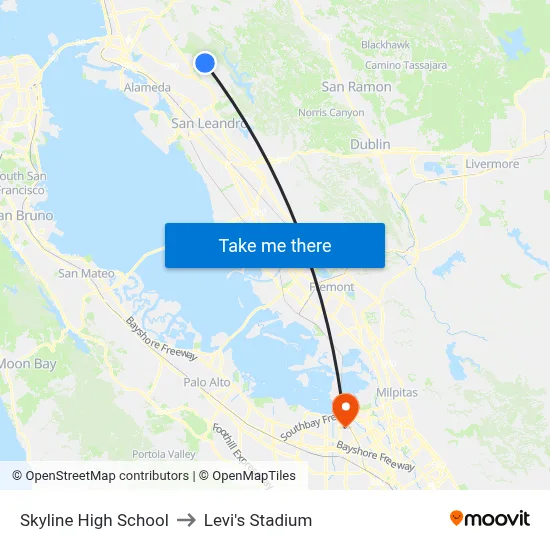 Skyline High School to Levi's Stadium map