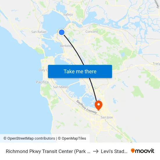 Richmond Pkwy Transit Center (Park & Ride) to Levi's Stadium map