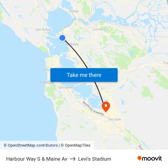 Harbour Way S & Maine Av to Levi's Stadium map