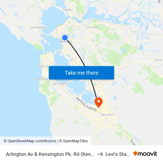 Arlington Av & Kensington Pk. Rd (Kensington Lib.) to Levi's Stadium map