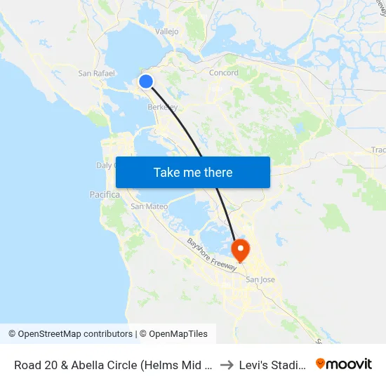 Road 20 & Abella Circle (Helms Mid Sch) to Levi's Stadium map