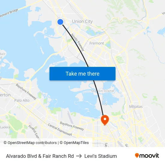 Alvarado Blvd & Fair Ranch Rd to Levi's Stadium map