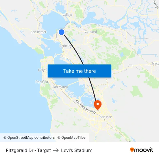 Fitzgerald Dr - Target to Levi's Stadium map