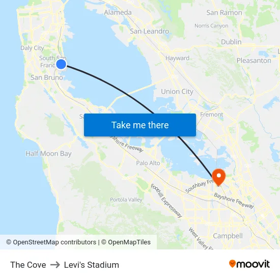 The Cove to Levi's Stadium map