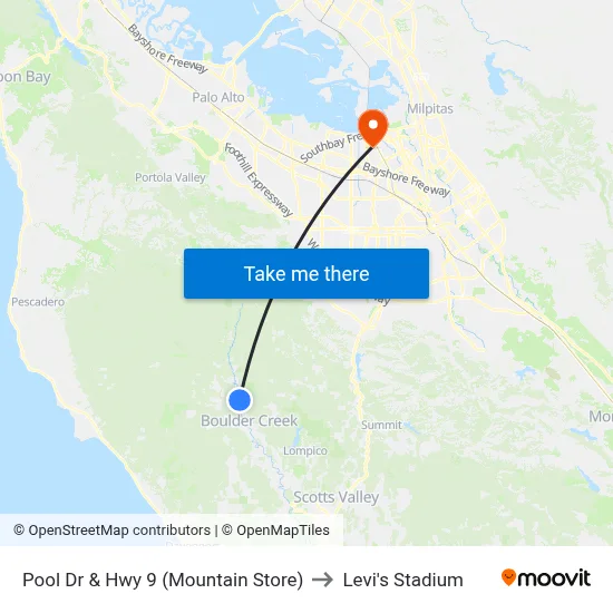 Pool Dr & Hwy 9 (Mountain Store) to Levi's Stadium map