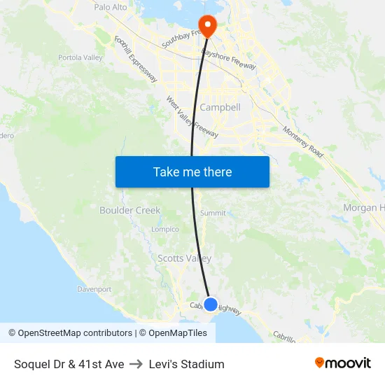 Soquel Dr & 41st Ave to Levi's Stadium map