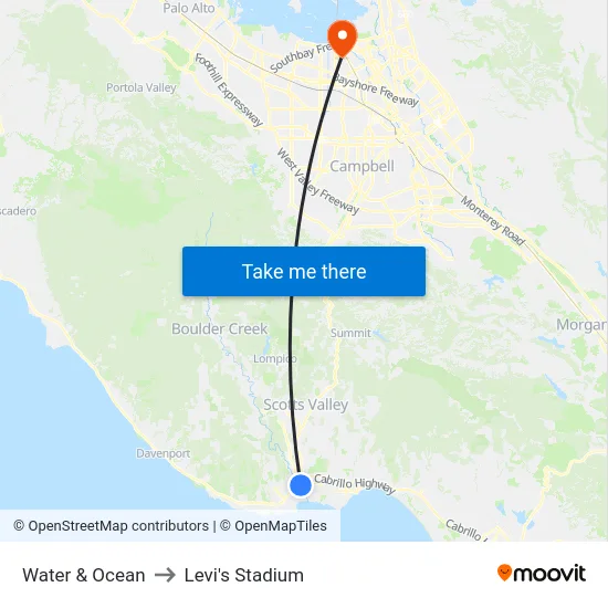 Water & Ocean to Levi's Stadium map