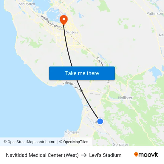 Navitidad Medical Center (West) to Levi's Stadium map