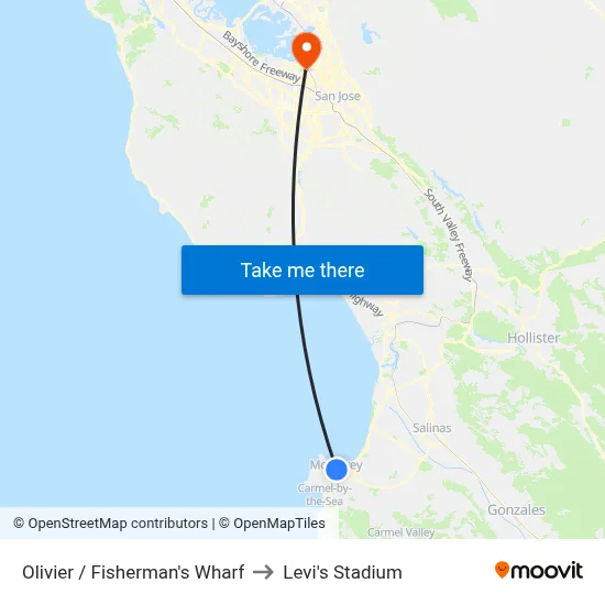Olivier /  Fisherman's Wharf to Levi's Stadium map