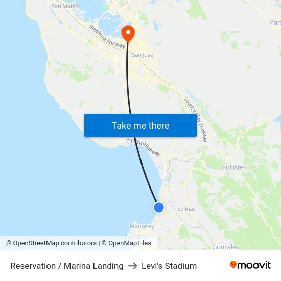 Reservation /  Marina Landing to Levi's Stadium map