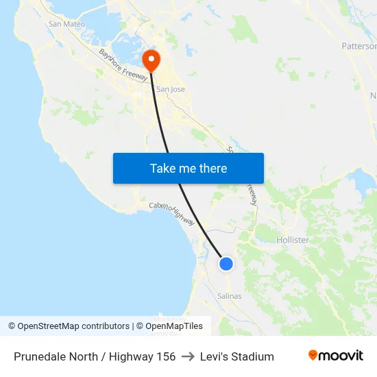 Prunedale North /  Highway 156 to Levi's Stadium map