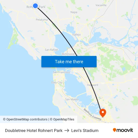 Doubletree Hotel Rohnert Park to Levi's Stadium map