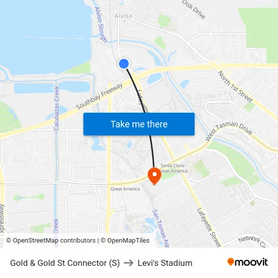 Gold & Gold St Connector (S) to Levi's Stadium map