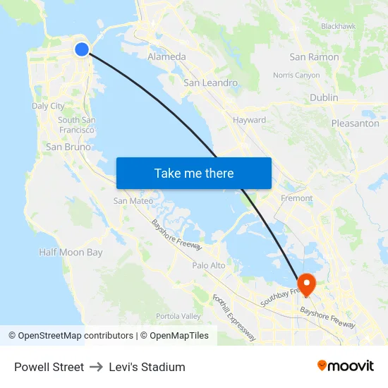 Powell Street to Levi's Stadium map