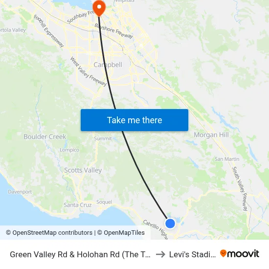 Green Valley Rd & Holohan Rd (The Towers) to Levi's Stadium map