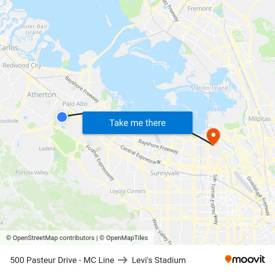 500 Pasteur Drive - MC Line to Levi's Stadium map