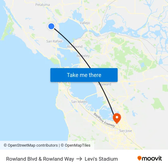 Rowland Blvd & Rowland Way to Levi's Stadium map