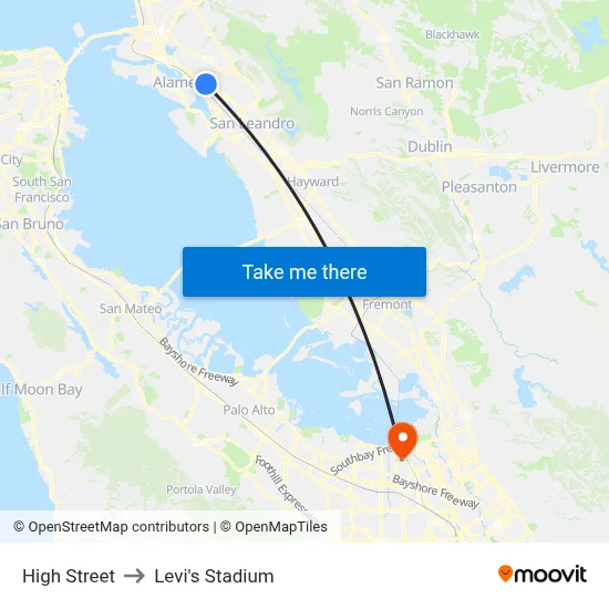High Street to Levi's Stadium map