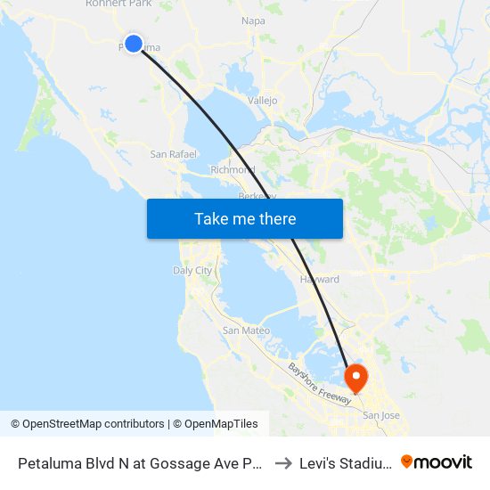 Petaluma Blvd N at Gossage Ave Park to Levi's Stadium map