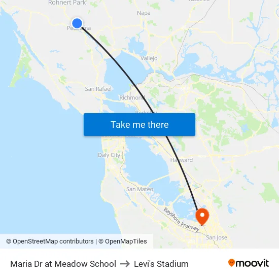 Maria Dr at Meadow School to Levi's Stadium map