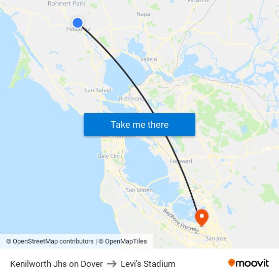 Kenilworth Jhs on Dover to Levi's Stadium map