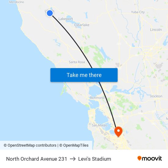 North Orchard Avenue 231 to Levi's Stadium map