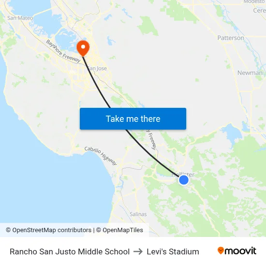 Rancho San Justo Middle School to Levi's Stadium map