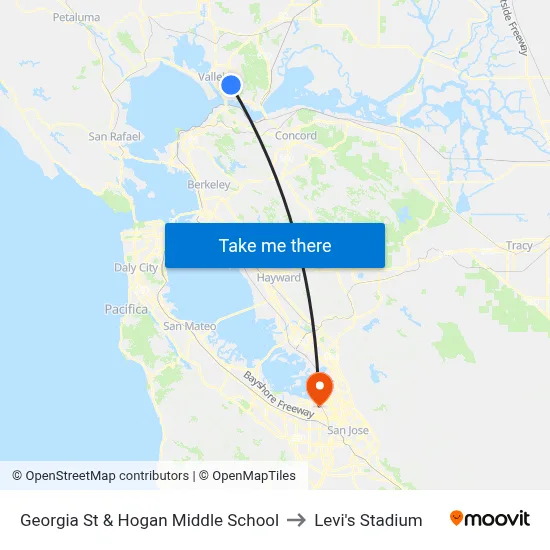 Georgia St & Hogan Middle School to Levi's Stadium map