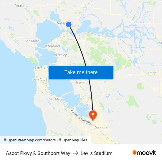 Ascot Pkwy & Southport Way to Levi's Stadium map