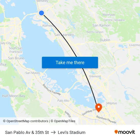 San Pablo Av & 35th St to Levi's Stadium map