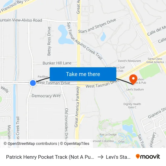 Patrick Henry Pocket Track (Not A Public Stop) to Levi's Stadium map