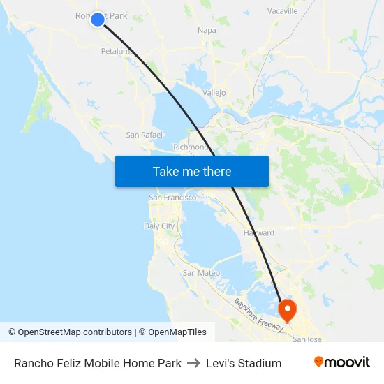 Rancho Feliz Mobile Home Park to Levi's Stadium map