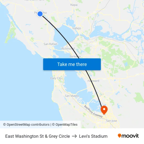 East Washington St & Grey Circle to Levi's Stadium map