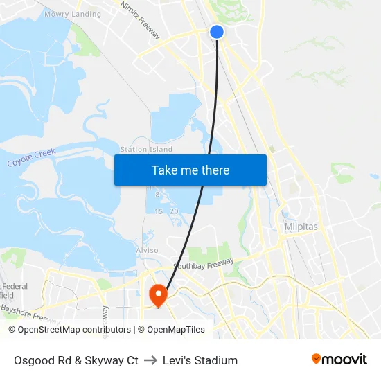 Osgood Rd & Skyway Ct to Levi's Stadium map