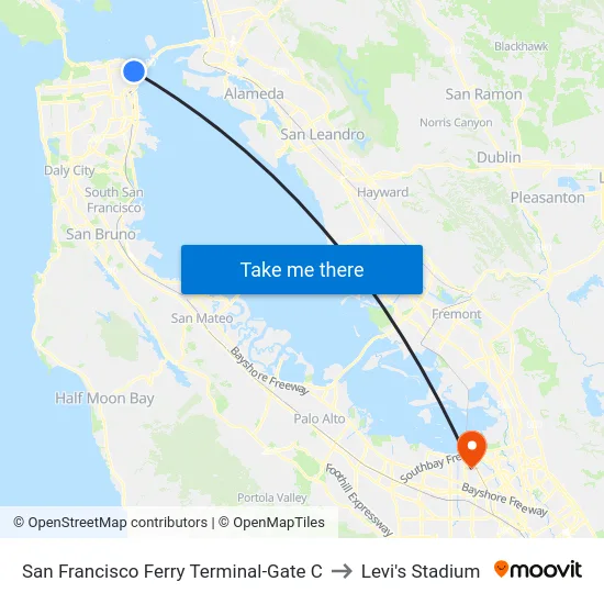 San Francisco Ferry Terminal-Gate C to Levi's Stadium map