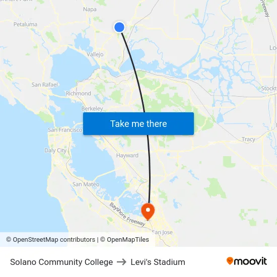 Solano Community College to Levi's Stadium map