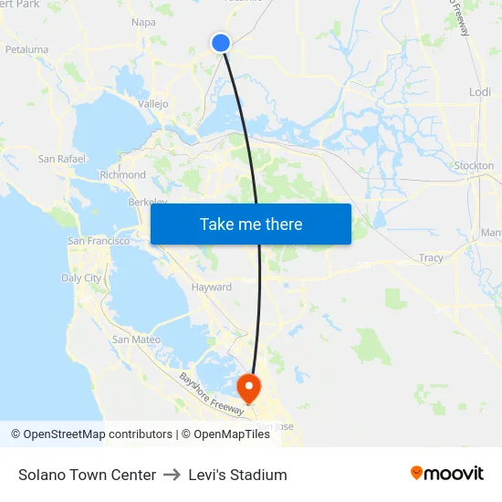 Solano Town Center to Levi's Stadium map