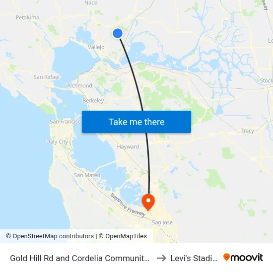 Gold Hill Rd and Cordelia Community Park to Levi's Stadium map