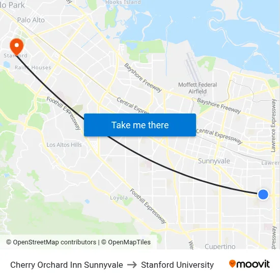 Cherry Orchard Inn Sunnyvale to Stanford University map