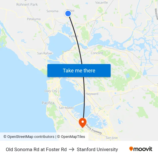 Old Sonoma Rd at Foster Rd to Stanford University map