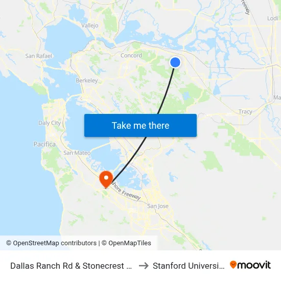 Dallas Ranch Rd & Stonecrest Dr to Stanford University map