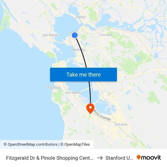 Fitzgerald Dr & Pinole Shopping Center (Target/Applebees) to Stanford University map